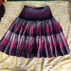 Chic Plaid 100% Wool Pleated Skirt
